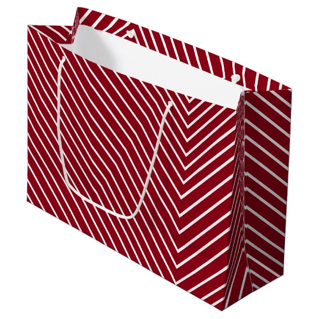 Bolsa De Regalo Grande Chevron rojo y blanco (Angulo Anverso)