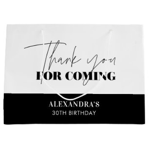 Bolsa De Regalo Grande Chic Cumpleaños Gracias Letra Negra Blanca