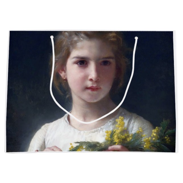 Bolsa De Regalo Grande Chica con Mimosa, Bouguereau (Anverso)