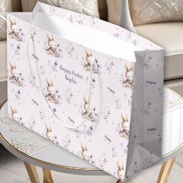 Bolsa De Regalo Grande Chica de conejito lindo nombre personalizado Pascu