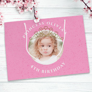 Bolsa De Regalo Grande Chica de cumpleaños rosado lindo Princesa Tiara Si