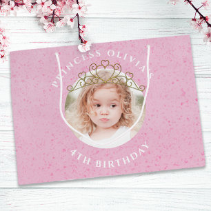 Bolsa De Regalo Grande Chica de cumpleaños rosado lindo Princesa Tiara Si