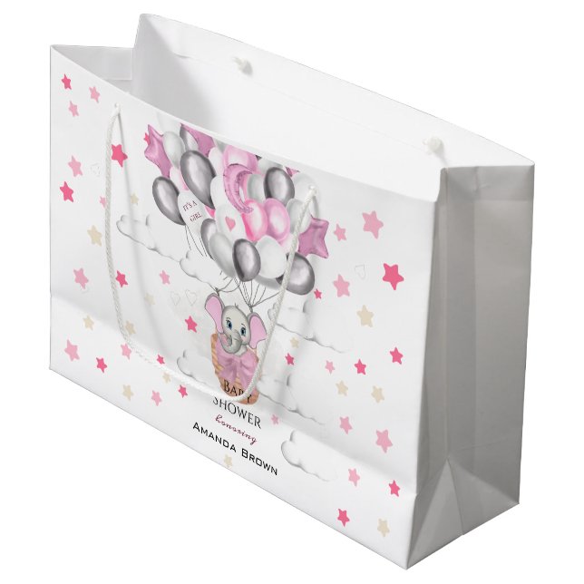 Bolsa De Regalo Grande Chica de la cesta de globos de elefante bebé lindo (Angulo Anverso)