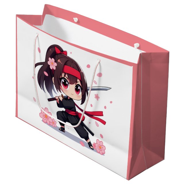 Bolsa De Regalo Grande Chica de la floración guerrera de ninja (Angulo Anverso)