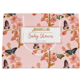 Bolsa De Regalo Grande Chica de mariposas Whimsical Pink Boho Baby Shower