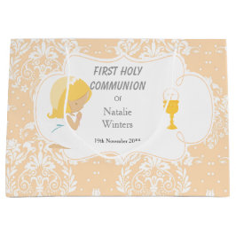 Bolsa De Regalo Grande Chica de pelo rubio de la primera comunión Gracias