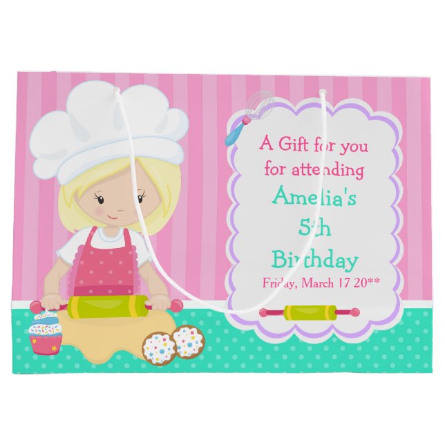 Bolsa De Regalo Grande Chica de pelo rubio, gracias (Reverso)