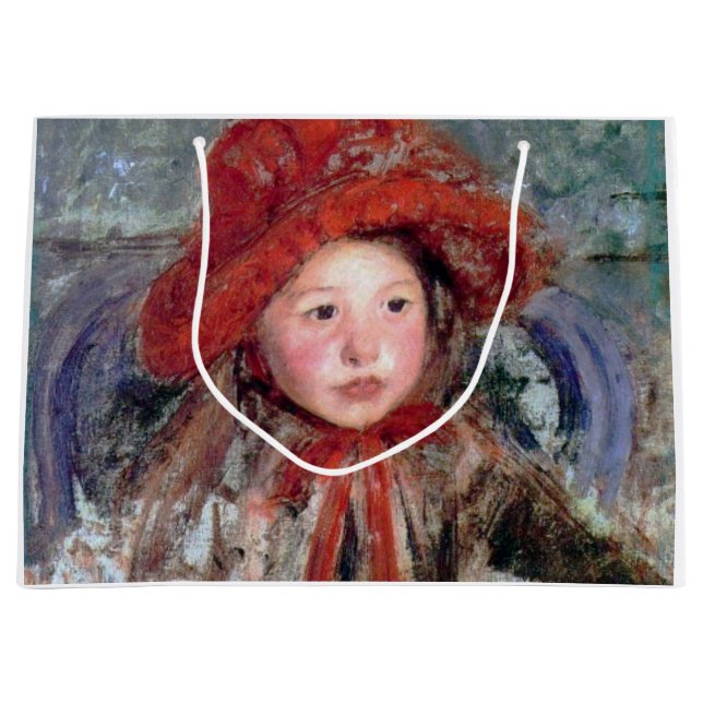 Bolsa De Regalo Grande Chica en una gran Gorra roja, Mary Cassatt (Anverso)