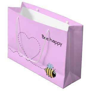 Bolsa De Regalo Grande Chica lindo feliz del rosa del retruécano del