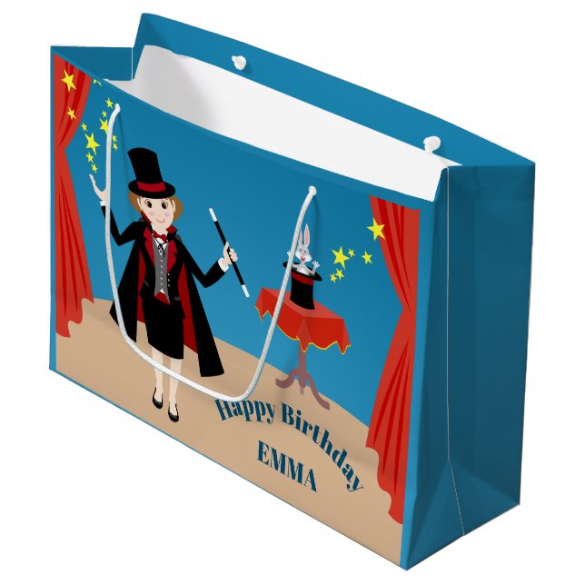 Bolsa De Regalo Grande Chica mago muestra fiesta de cumpleaños (Angulo Anverso)