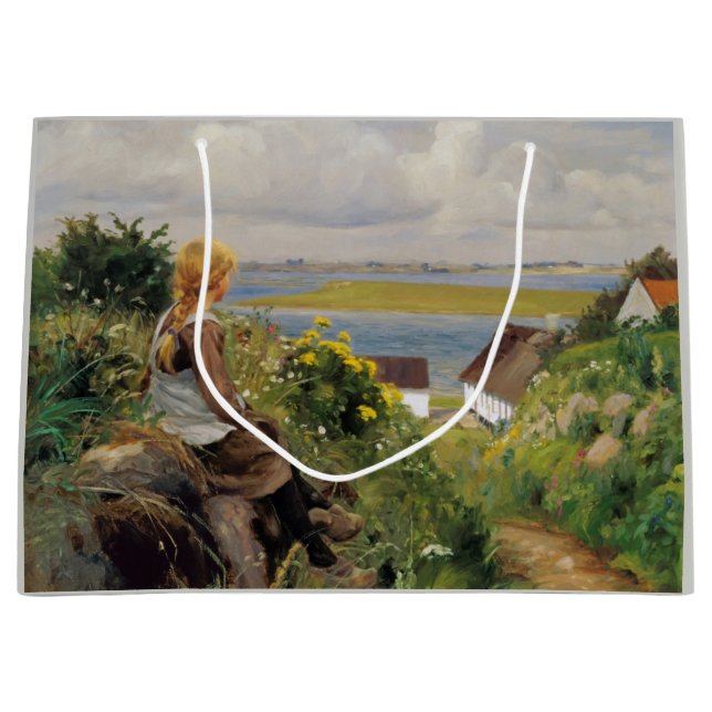 Bolsa De Regalo Grande Chica perdido en el pensamiento (por H.A. Brendeki (Anverso)