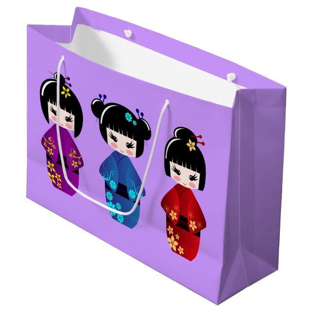 Bolsa De Regalo Grande Chica personalizado de muñecas cute kokeshi (Angulo Anverso)