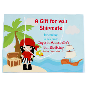 Bolsa De Regalo Grande Chica pirata de pelo negro en RedBirthday