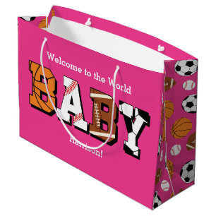 Bolsa De Regalo Grande Chica rosa Baby Shower deportivo