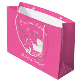 Bolsa De Regalo Grande Chica rosa de la Baby Shower del perro chihuahua