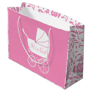 Bolsa De Regalo Grande Chica rosa mate Baby Shower Cute de portadora de 