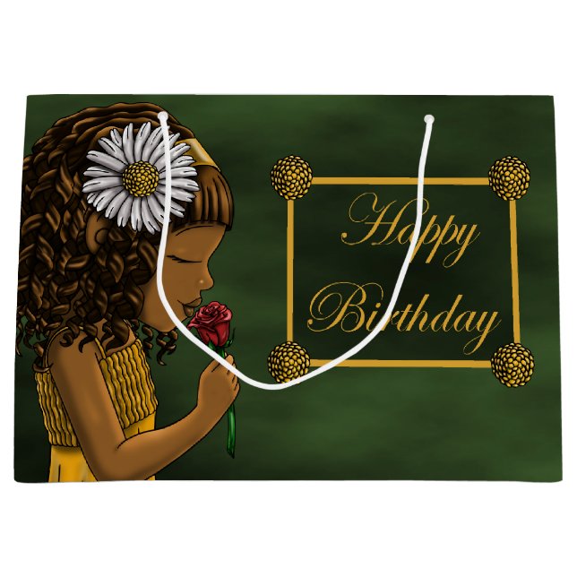 Bolsa De Regalo Grande Chica y Rosa afroamericano (Anverso)