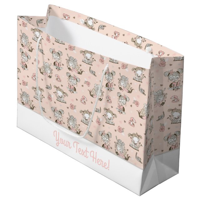 Bolsa De Regalo Grande Chicas curos leyendo libros y ofreciendo ideas (Angulo Anverso)