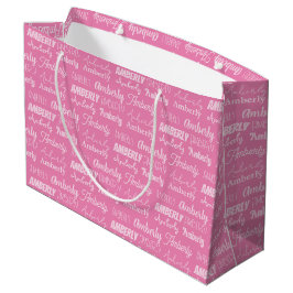 Bolsa De Regalo Grande Chicas de tipografía de nombre rosado Personalizad