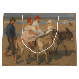 Bolsa De Regalo Grande Chicas montando burros en la playa