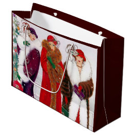 Bolsa De Regalo Grande Chicas navideñas de estilo Art deco retro