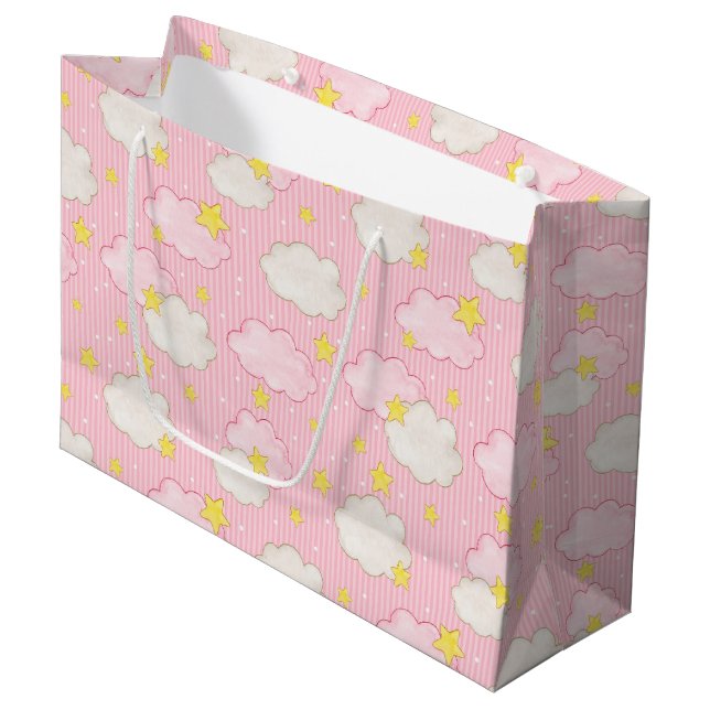 Bolsa De Regalo Grande Chicas rosa nubes celestiales (Angulo Anverso)