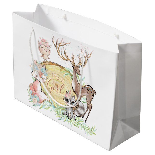 Bolsa De Regalo Grande Chicas Sweet Woodland Baby Shower (Angulo reverso)