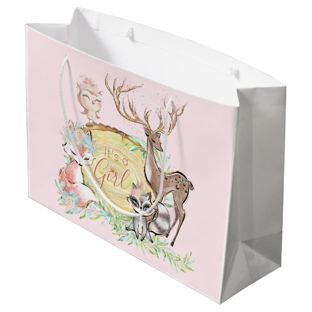 Bolsa De Regalo Grande Chicas Woodland Baby Shower (Angulo reverso)