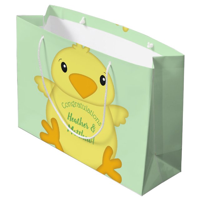 Bolsa De Regalo Grande Chick Baby Shower Green (Angulo reverso)