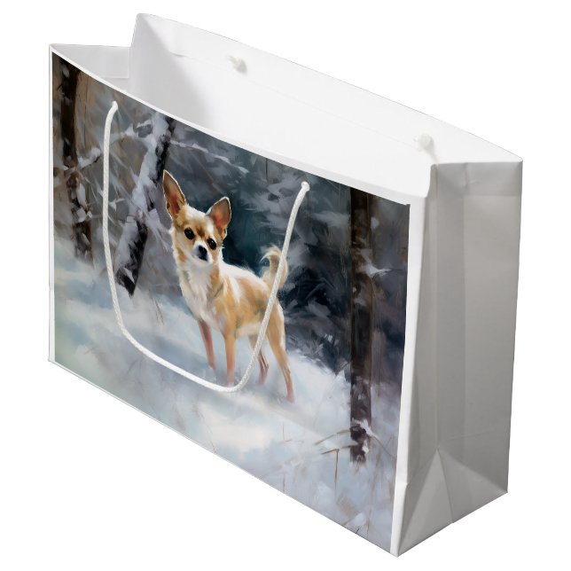 Bolsa De Regalo Grande Chihuahua deja que nieve Navidades (Angulo Anverso)