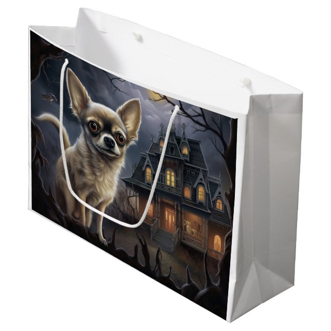 Bolsa De Regalo Grande chihuahua Halloween Scary (Angulo Anverso)