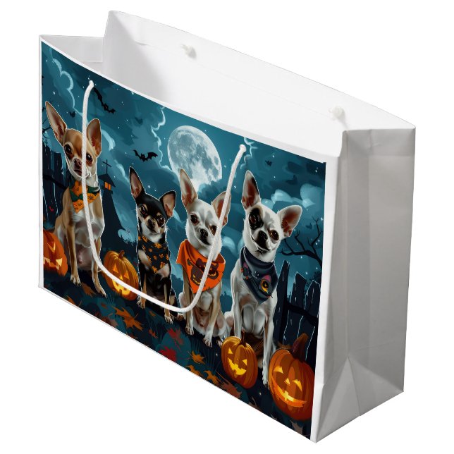 Bolsa De Regalo Grande Chihuahua Halloween Spooky (Angulo Anverso)