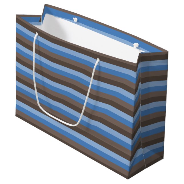 BOLSA DE REGALO GRANDE CHOCOLATE BROWN & BLUE STRIPTS (Angulo Anverso)
