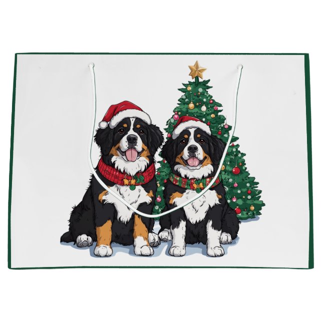 Bolsa De Regalo Grande Christmas Bernese Mountain Dogs (Anverso)