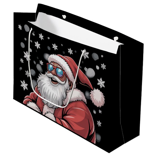 Bolsa De Regalo Grande Christmas Black African American Santa Xmas  (Angulo Anverso)