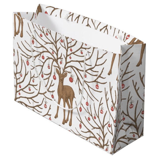 Bolsa De Regalo Grande Christmas deer on white (Angulo reverso)