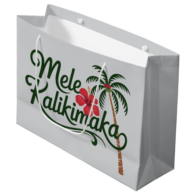 Bolsa De Regalo Grande Christmas Family Mele Kalikimaka Hawaii Beach  (Angulo Anverso)