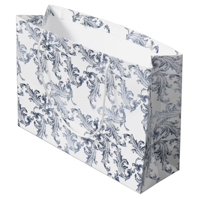 Bolsa De Regalo Grande Christmas Navy Bow Velvet Pattern (Angulo reverso)