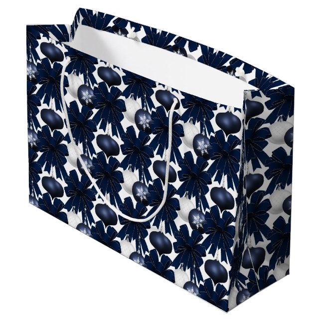Bolsa De Regalo Grande Christmas Navy Bow Velvet Pattern (Angulo reverso)