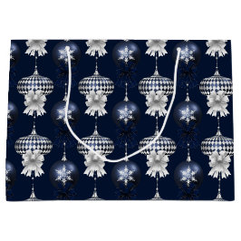 Bolsa De Regalo Grande Christmas Navy Bow Velvet Pattern