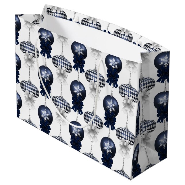 Bolsa De Regalo Grande Christmas Navy Bow Velvet Pattern (Angulo reverso)