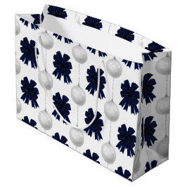 Bolsa De Regalo Grande Christmas Navy Bow Velvet Pattern