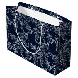 Bolsa De Regalo Grande Christmas Navy Bow Velvet Pattern