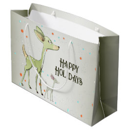 Bolsa De Regalo Grande Christmas Party Green Deers Holidays Cute