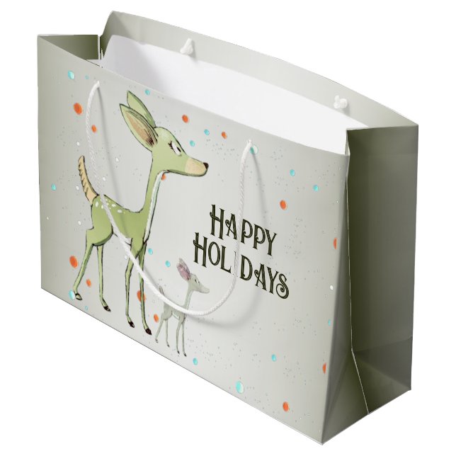 Bolsa De Regalo Grande Christmas Party Green Deers Holidays Cute (Angulo reverso)