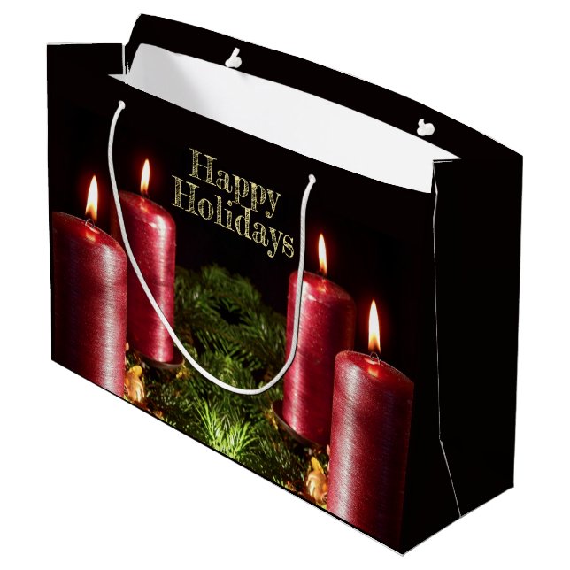 Bolsa De Regalo Grande Christmas Party Red Candles Winter Holidays (Angulo reverso)