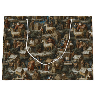 Bolsa De Regalo Grande Christmas Pattern  Vintage Art