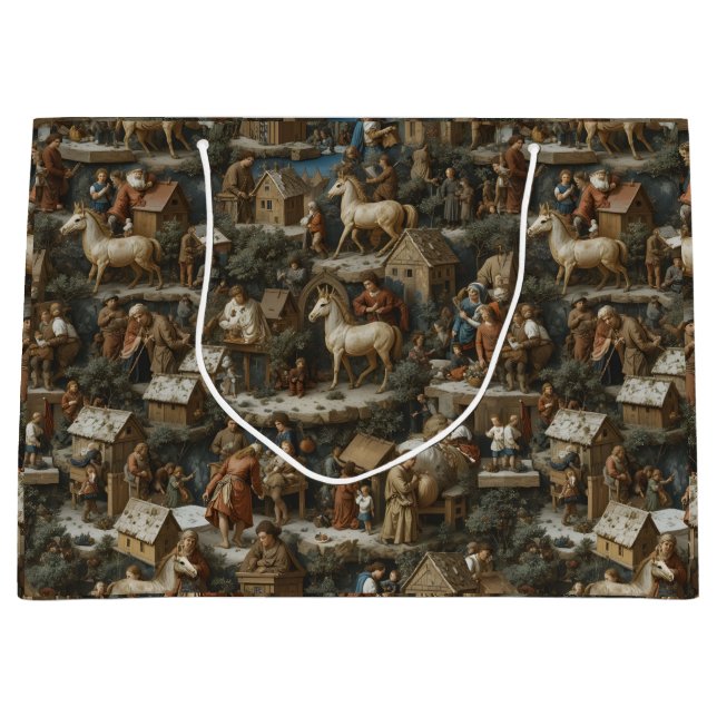 Bolsa De Regalo Grande Christmas Pattern  Vintage Art (Anverso)