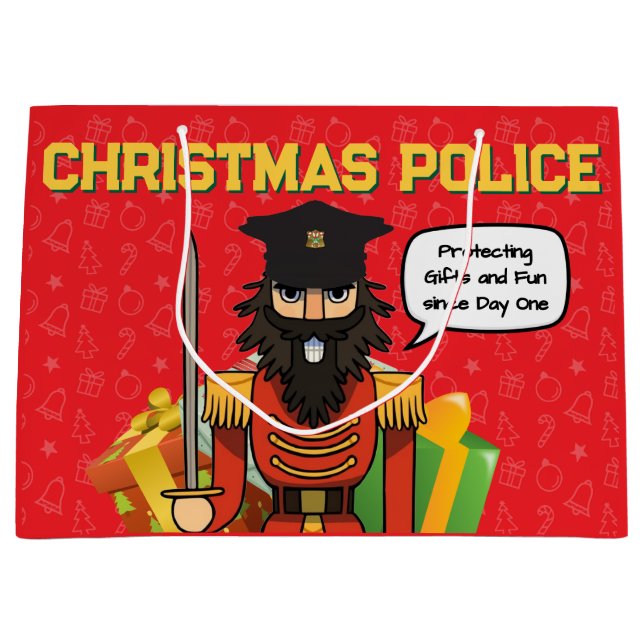 Bolsa De Regalo Grande Christmas Police Gift Bag – Funny Holiday Desig (Anverso)