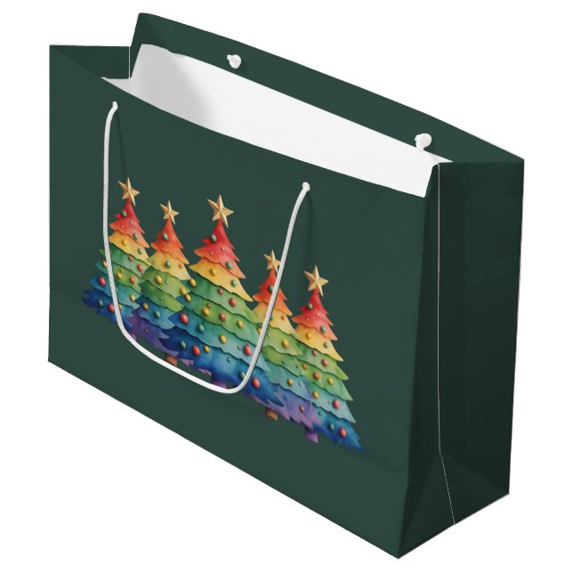 Bolsa De Regalo Grande Christmas Pride Rainbow LGBTQ Equal Rights Gay  (Angulo Anverso)